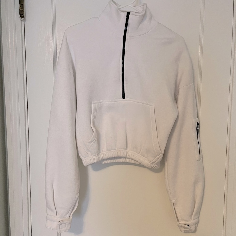 Boohoo Half Zip Up Cropped Sweatshirt, S